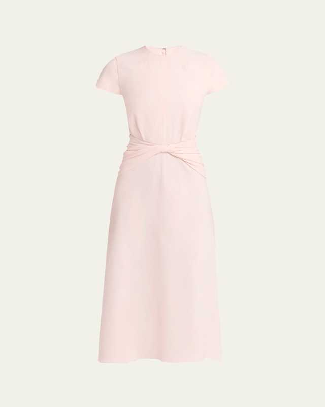 Twisted Waist Short-Sleeve Midi Dress